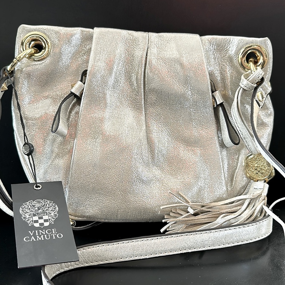 NWT VINCE CAMUTO silver gorgeous crossbody bag purse VC-CRIS-CB